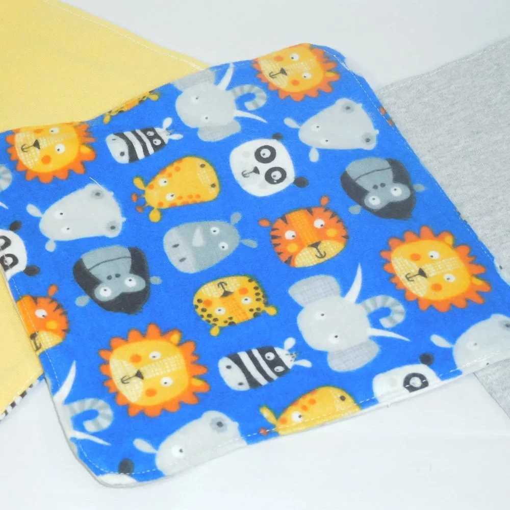 Hand Crafted Baby Washclothes Baby Zoo Animals (3) large 7.5 x 7.5